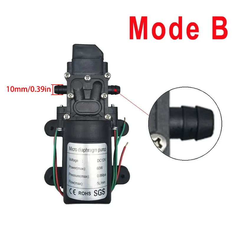 Dc 12V 120PSI 60W 5L/Min High Pressure Diaphragm Pump Mini Electric Self-priming Pump Water Washing Machine Pesticide Spraying by MVEnergo