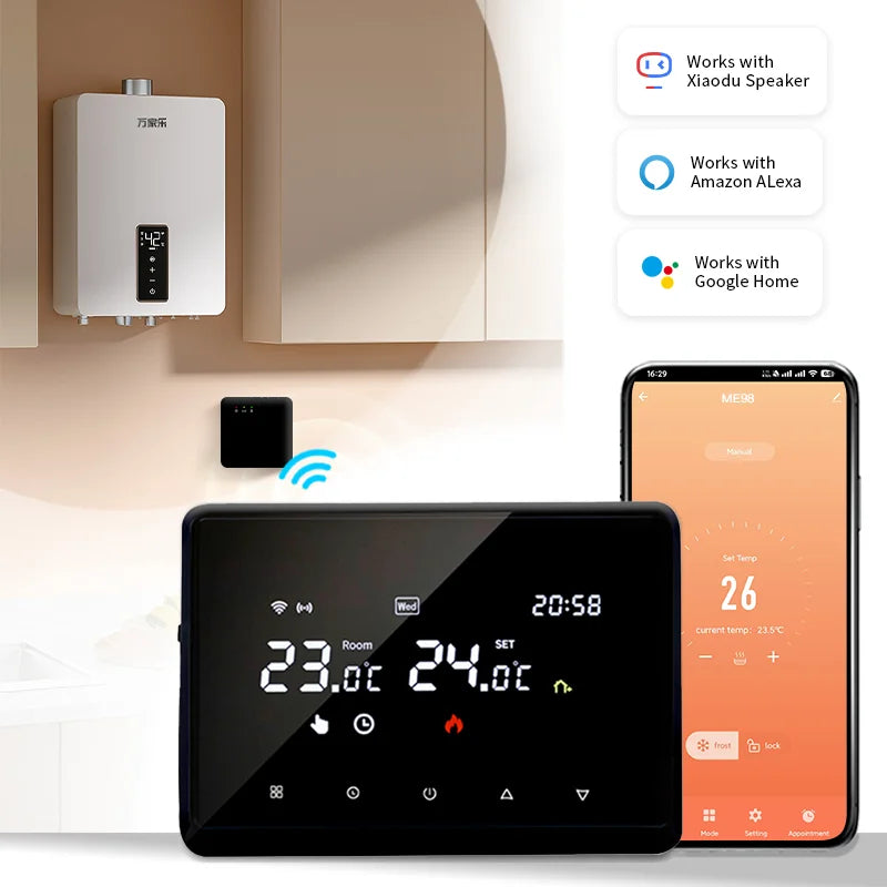 New Tuya Wireless Wifi Thermostat Gas Boiler Battery Operated Wifi Boiler Thermostat Temperature Controller Alexa Google Home