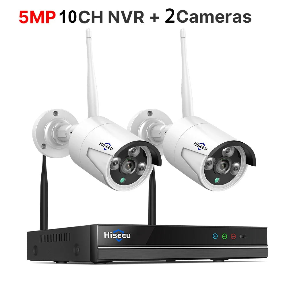 Hiseeu 3/5MP WiFi CCTV Camera Security System IR Night Vision Bullet Camera Set 10CH NVR Wireless CCTV Surveillance System by MVEnergo