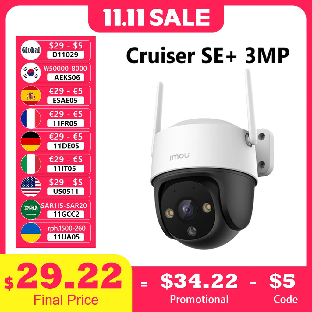 IMOU Cruiser SE+ 3MP/5MP Outdoor PTZ Wi-Fi Camera IP66 Weatherproof Camera Two Way Audio Color Night Vision AI Human Detection by MVEnergo