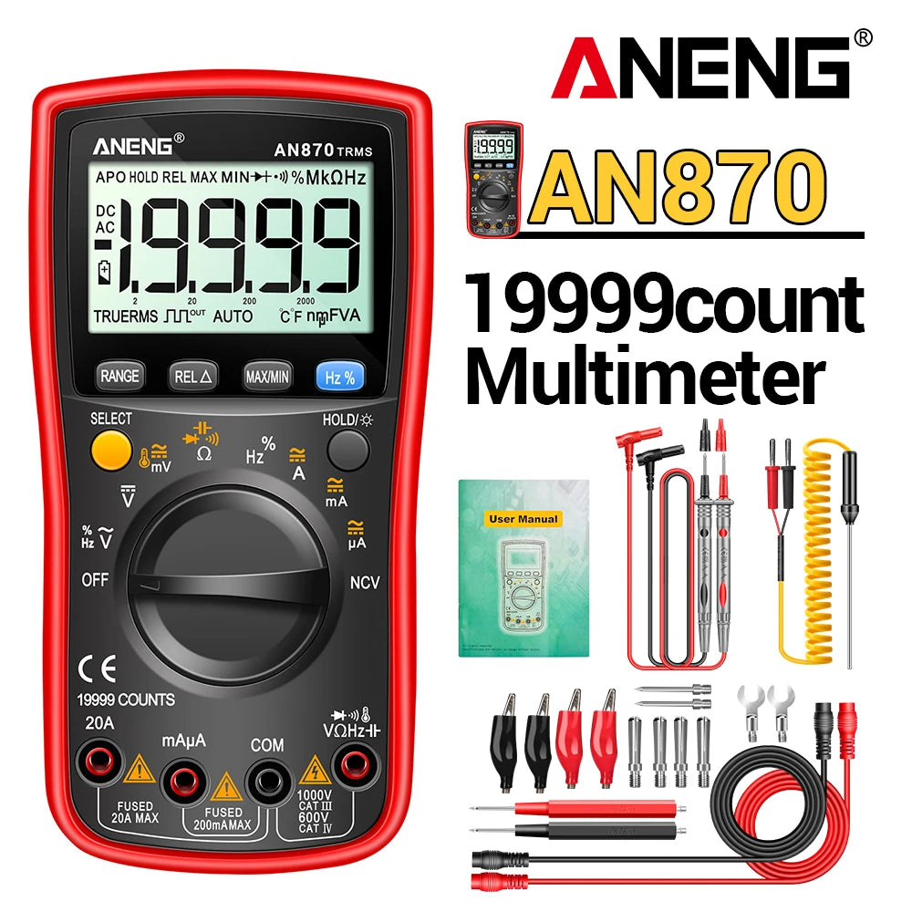 ANENG AN870 Digital Multimeter 19999 Counts True Rms Multimeters AC/DC Current Meter Voltimetro Profesional Voltage Tester f by MVEnergo