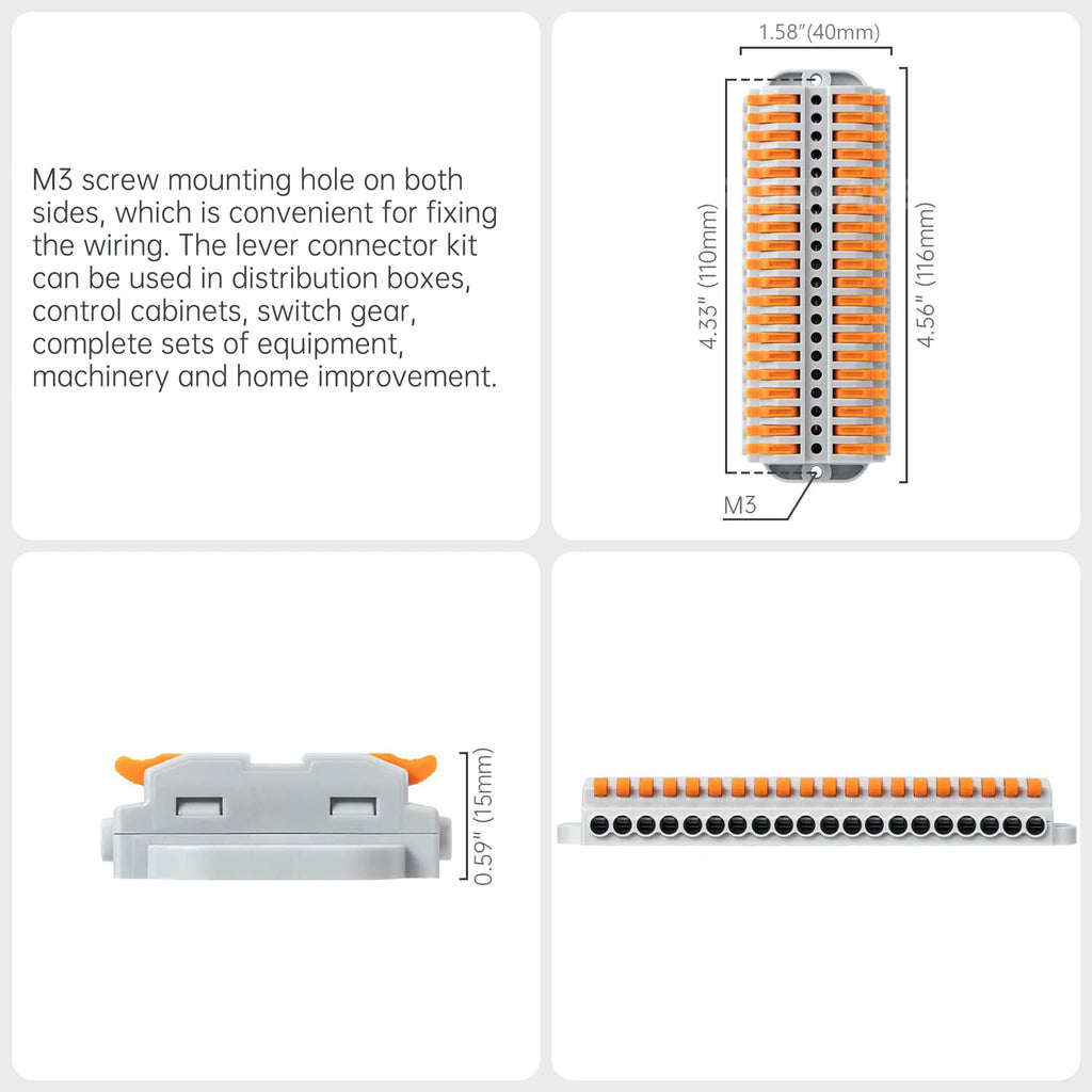 Lever Wire Nut Connector, DIY Wire Connectors(24-12 AWG), Push-in Electrical Connections Terminals,Cable Termination,0.2-4.0mm²