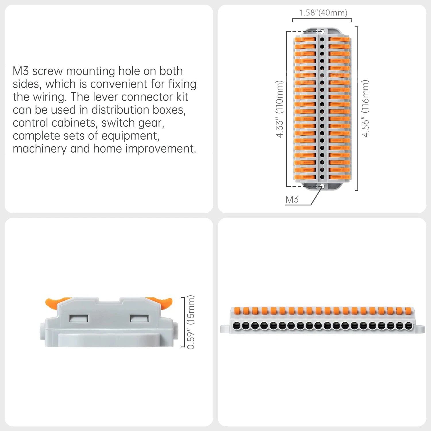 Lever Wire Nut Connector, DIY Wire Connectors(24-12 AWG), Push-in Electrical Connections Terminals,Cable Termination,0.2-4.0mm²