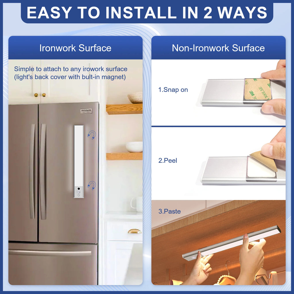 LED Under Cabinet Lights, 3 in 1 Motion Sensor Lights Indoor with Hand Wave Activated, 3 Color Temperature Wardrobe Light, USB by MVEnergo