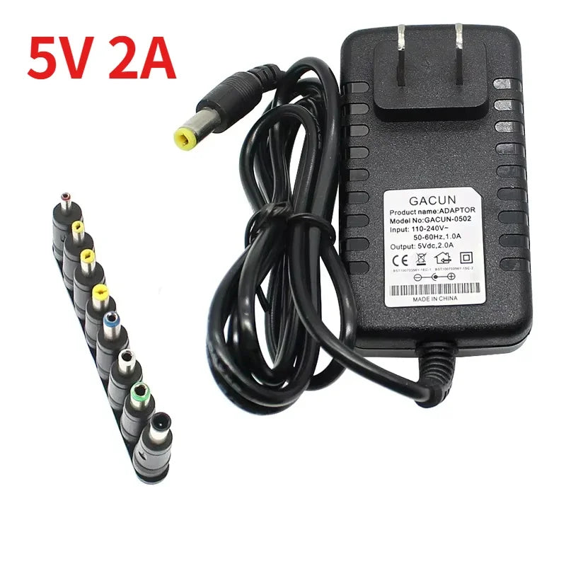 DC 5V 6V 9V 12V 2A Power Supply Adapter Charger AC 110V 220V AC DC Power Adapters DC Plug Converter EU US with 8pcs Connect Plug by MVEnergo