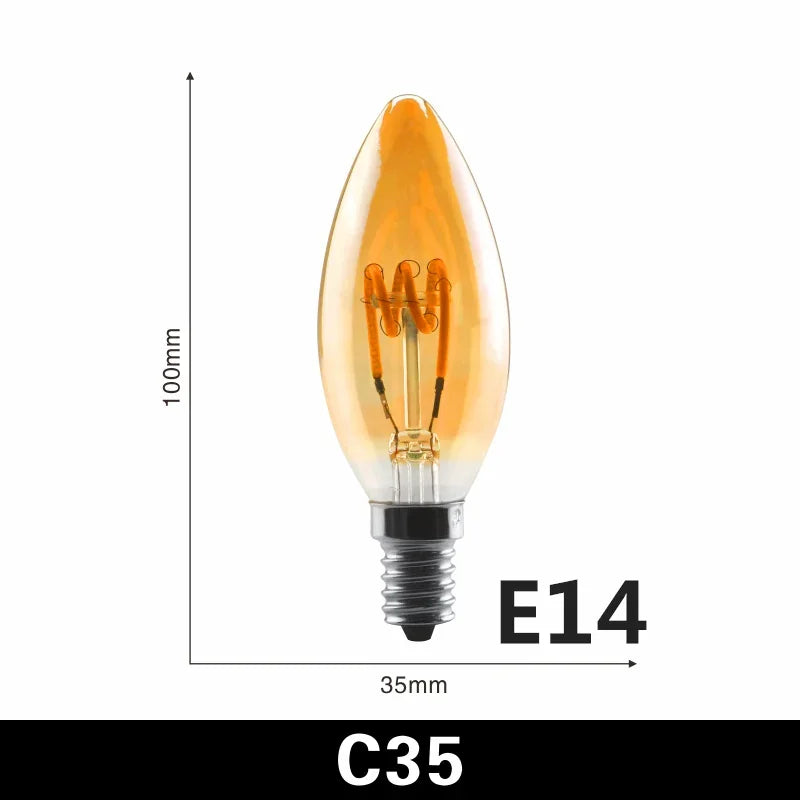 E14 E27 Spiral Light G80 G95 G125 LED Filament Bulb 220V 4W 2200K Retro Vintage Lamps Decorative Lighting Dimmable Edison Lamp by MVEnergo