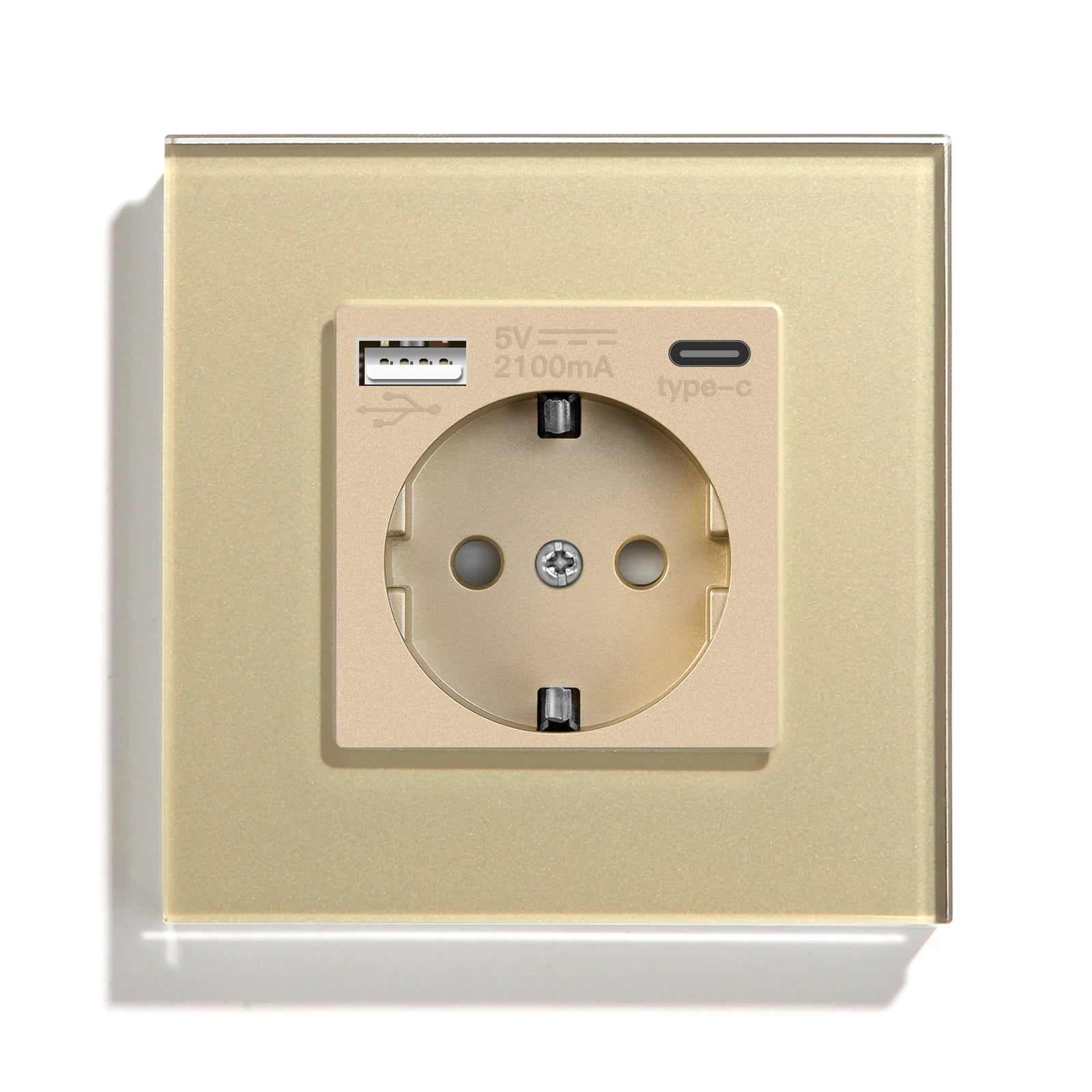 Bseed EU Russia Socket 16A Electric Wall Socket Tempered Glass Crystal Panel 2 Colors Electrical Outlet Home Improvement by MVEnergo