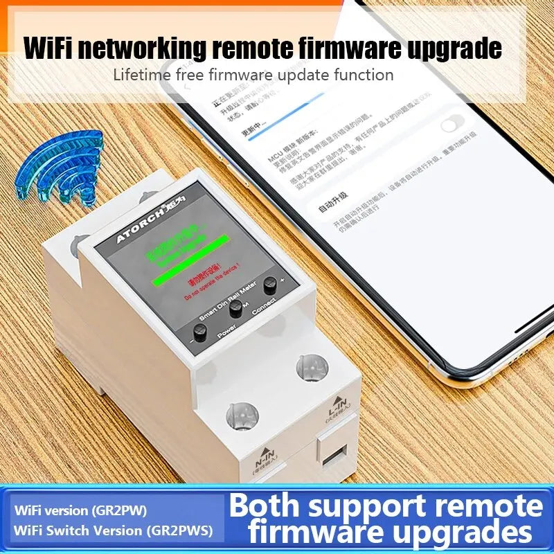 100A Tuya WiFi Din Rail Power Energy Meter AC50-320V Smart Electricity Meter Digital Display Monitor Voltage Curve Ammeter GR2PW