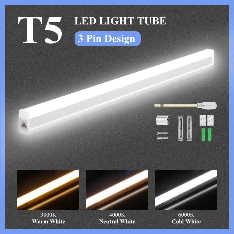 T5 LED Light Tube 0.3m 0.6m 0.9m 1m 1.2m LED Lamp Tube 220V Bright Fluorescent Tube For Study Table Lamp Home Cabinet Lighting by MVEnergo
