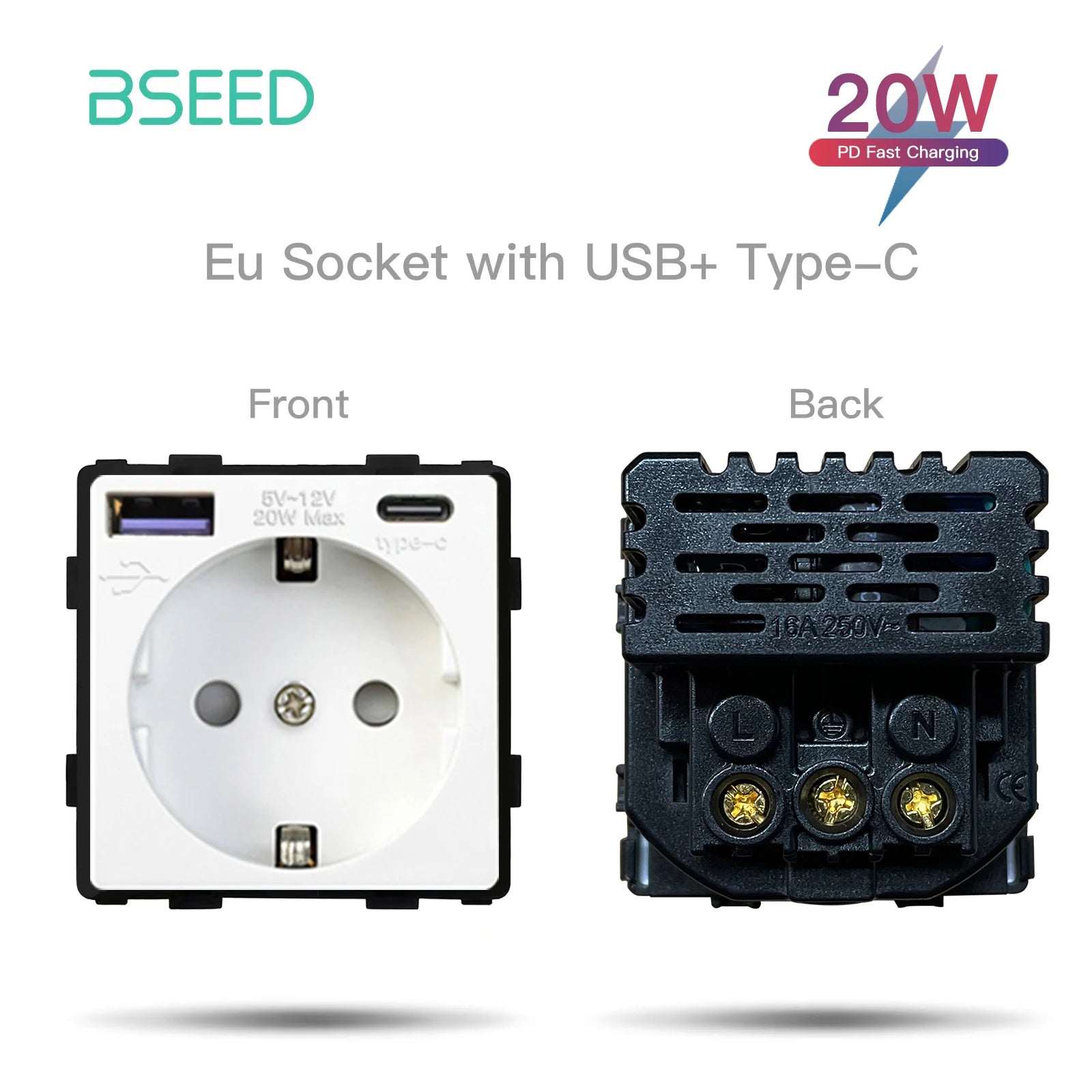 BSEED Glass Frames TV/ST/USB Socket Type-C EU Socket CAT5 RJ45 HDMI Socket Function Parts 1/2Way Mechanical Button Switches Part by MVEnergo