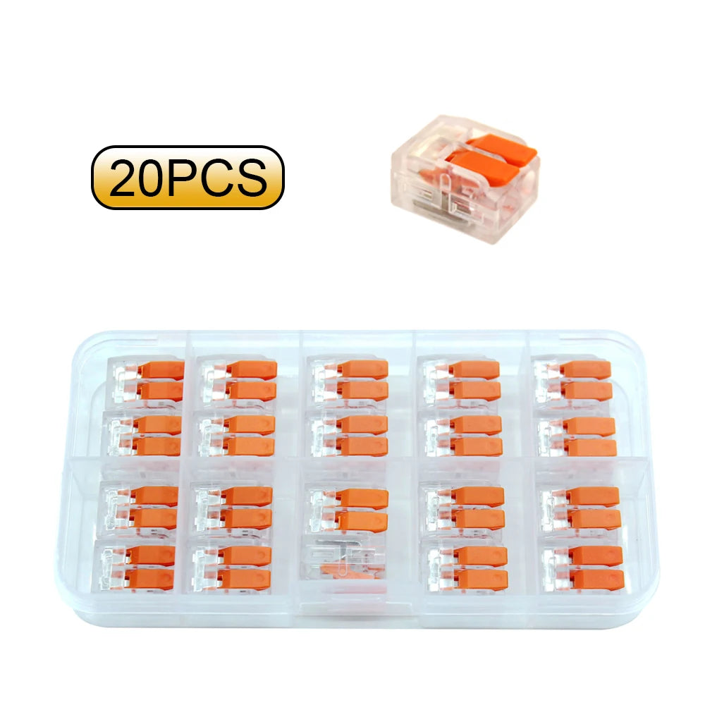 20/90pcs Box Electrical Lever Wire Connectors 2 Port 3 Port 5 Port Electric Cable Clamp Mini Quick Wire Terminal Connector