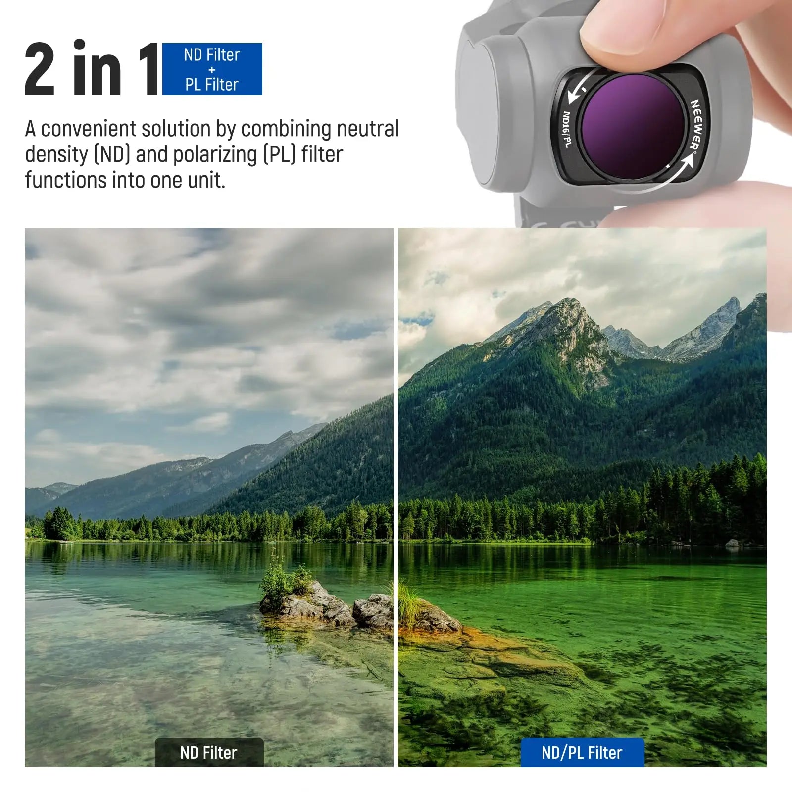 NEEWER ND Filter Set for DJI Osmo Pocket 3 ND8 ND16 ND32 ND64 ND128 ND256 ND1000 ND8/PL ND16/PL ND32/PL ND64/PL by MVEnergo