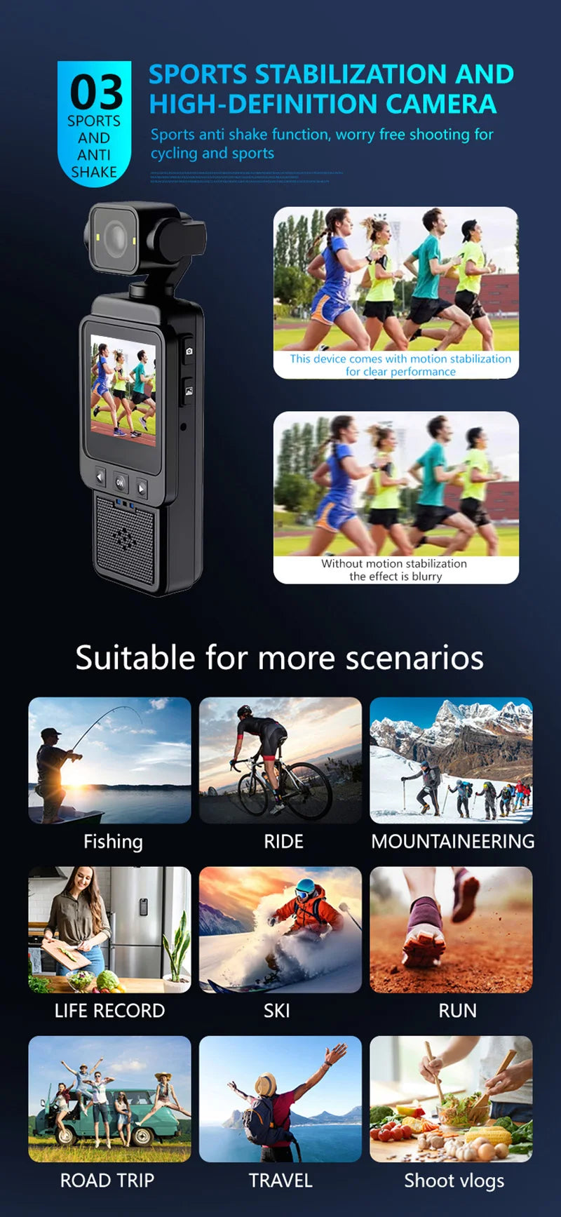 Xiaomi Handheld 1080p 180 ° Rotating Mini Portable Anti-shake Camera Wearable Night Vision Wifi Sports Camera Cycling Recorder by MVEnergo