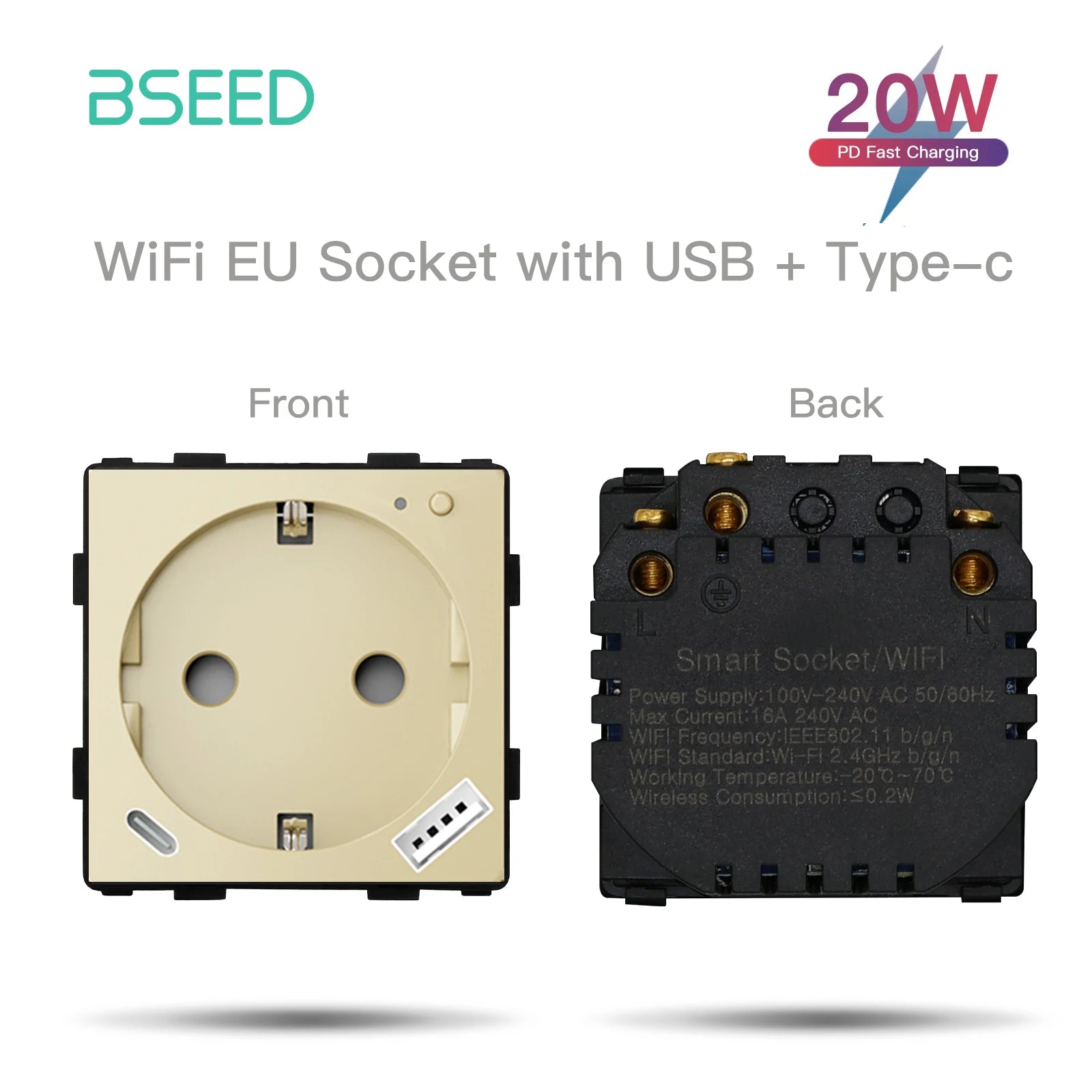 BSEED EU Standard Wifi Socket Smart Plug Function Part Only Power Monitor Timing Smart Home Alexa Voice Control Bule Backlight by MVEnergo