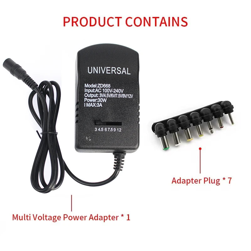 Adjustable Adapter Power Supply Charger Multi Voltage AC 220V TO DC 3V 4.5V 6V 7.5V 9V 12V EU US Converter Adapter Plug 7 30W by MVEnergo