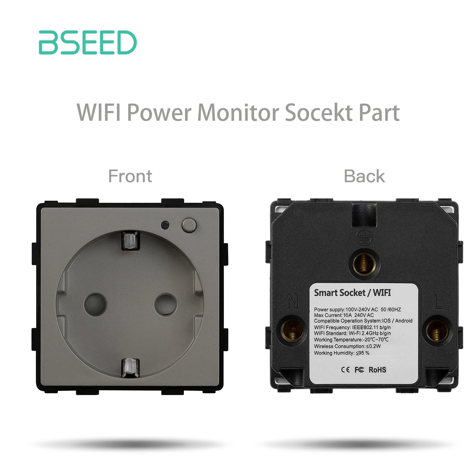 BSEED EU Standard Wifi Socket Smart Plug Function Part Only Power Monitor Timing Smart Home Alexa Voice Control Bule Backlight by MVEnergo