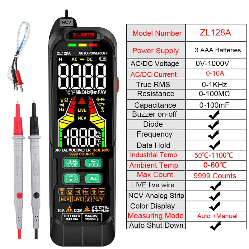 USB Charge Smart Multimetro Digital Profesional AC DC Current Voltage Detector Pen Capacitance Temp Auto Range Tester Multimeter by MVEnergo