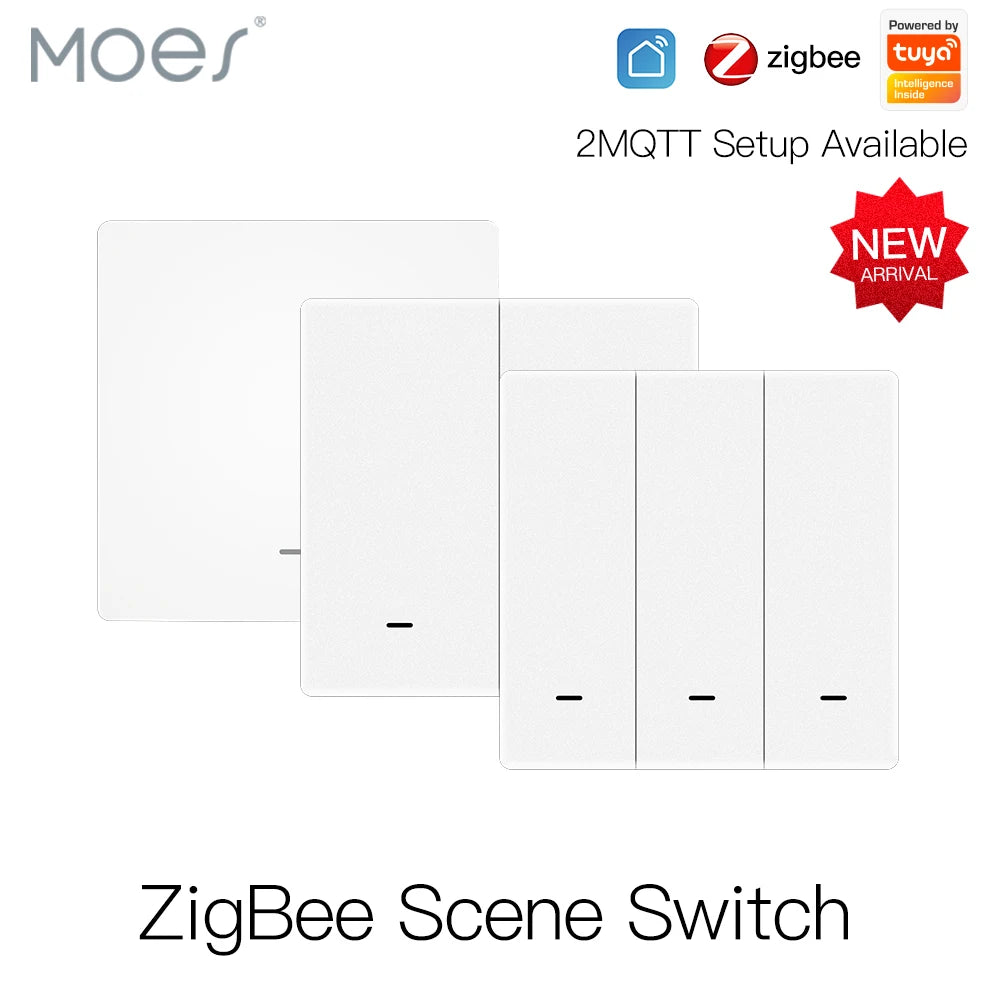 MOES Tuya ZigBee Wireless 9 Scene Switch Push Button Battery Powered Transmitter Smart Life App Automation 1/2/3 Gang by MVEnergo