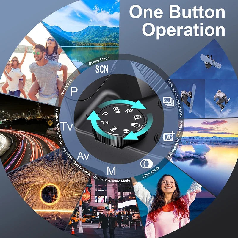 4K DSLR Digital Camera 3-Inch 72MP Photography Camera with 12X Optical Zoom 180° Flip Screen Autofocus for Ins YouTube Webcast by MVEnergo