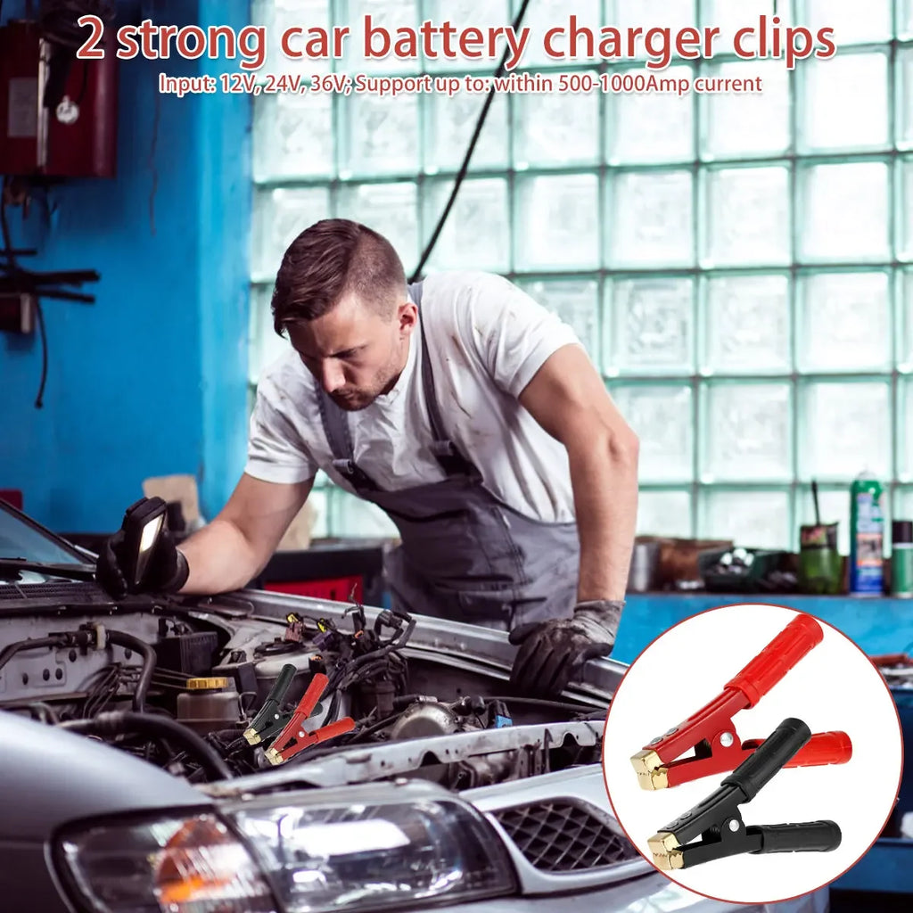 2pcs 500-1000Amp Heavy Duty Copper Alligator Clips Terminal Test Electrical Battery Crocodile Clamp for Jumper Cables Boost by MVEnergo