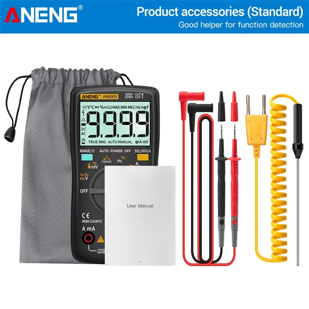 ANENG AN8009 Digital Multimeter Transistor Testers Capacitor True-RMS Tester Automotive Electrical Capacitance Meter Temp Diode by MVEnergo