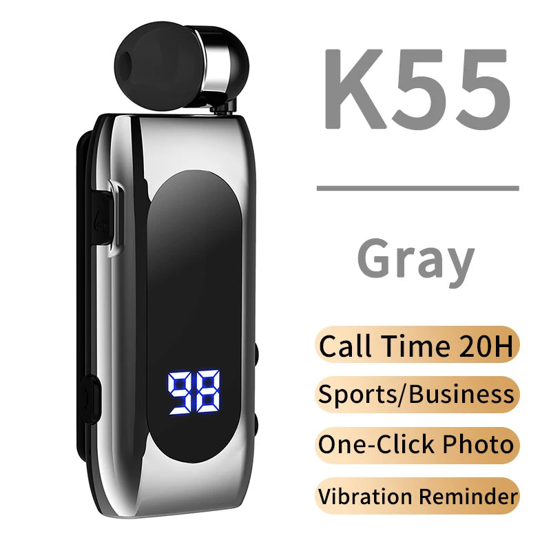 K65 K55 Lavalier Business Bluetooth 5.2 Headphone Talk/Music Time 20 Hours,LED Digital Display,Noice Cancelling Wireless Headset by MVEnergo