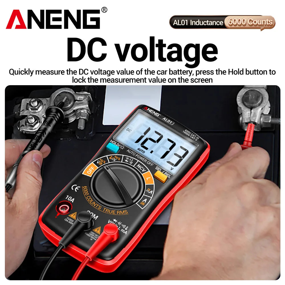 Coil Inductance Multimeter Duty Cycle Hz Tester ANENG AL01 6000 Counts NCV Temperature Meter True-RMS Voltage Pro Tester Tools by MVEnergo