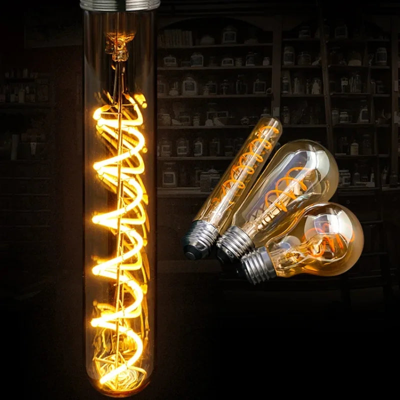 E14 E27 Spiral Light G80 G95 G125 LED Filament Bulb 220V 4W 2200K Retro Vintage Lamps Decorative Lighting Dimmable Edison Lamp by MVEnergo