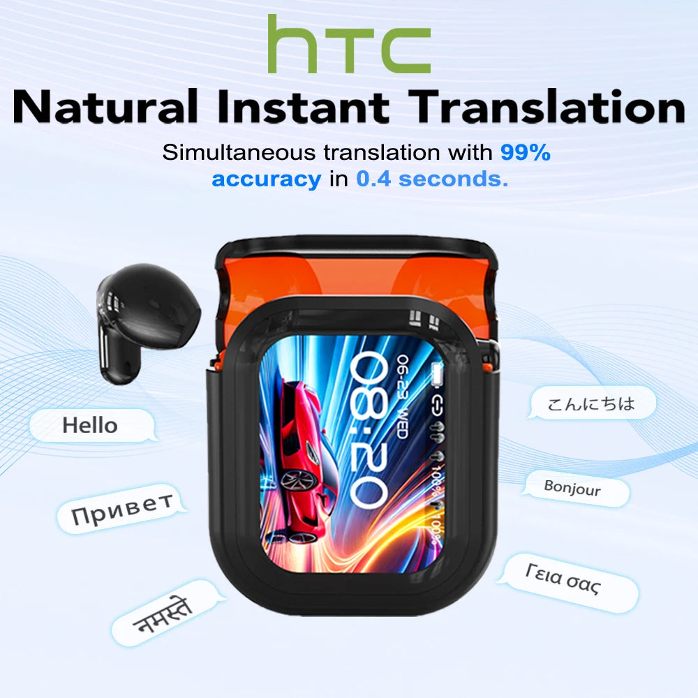 Translator HTC NE20 New Bluetooth 6.0 Wireless Headphones Translation Earphones IPX4 Waterproof Rating Long Battery Life by MVEnergo