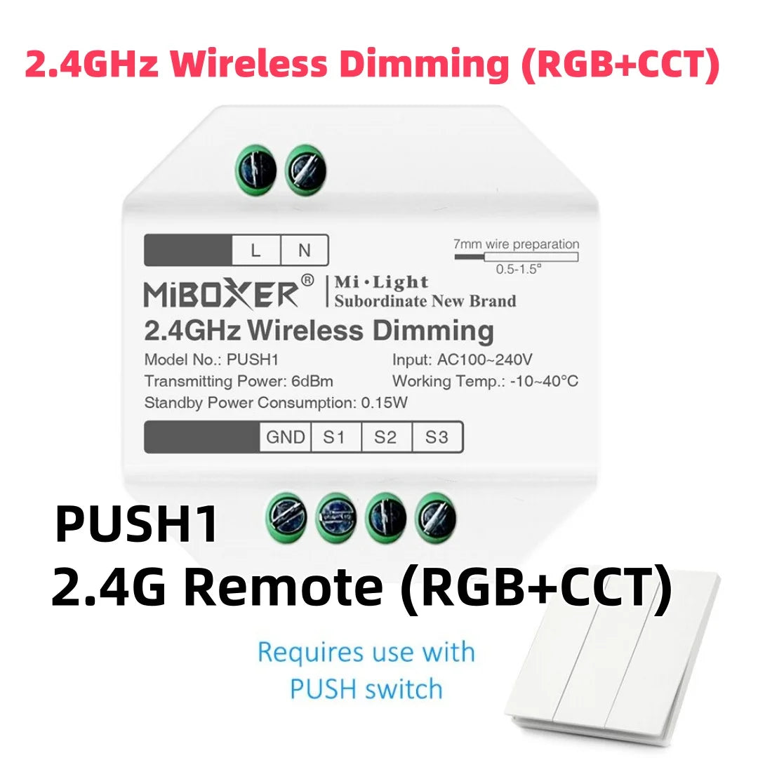 NEW FUT088/92/89/89S/89Z/86 FUT100 C4/5 Y3 PUSH1/2 S2W+2.4G RF Wireless Hand Panel Remote for Miboxer RGBCCT LED Controller Lamp