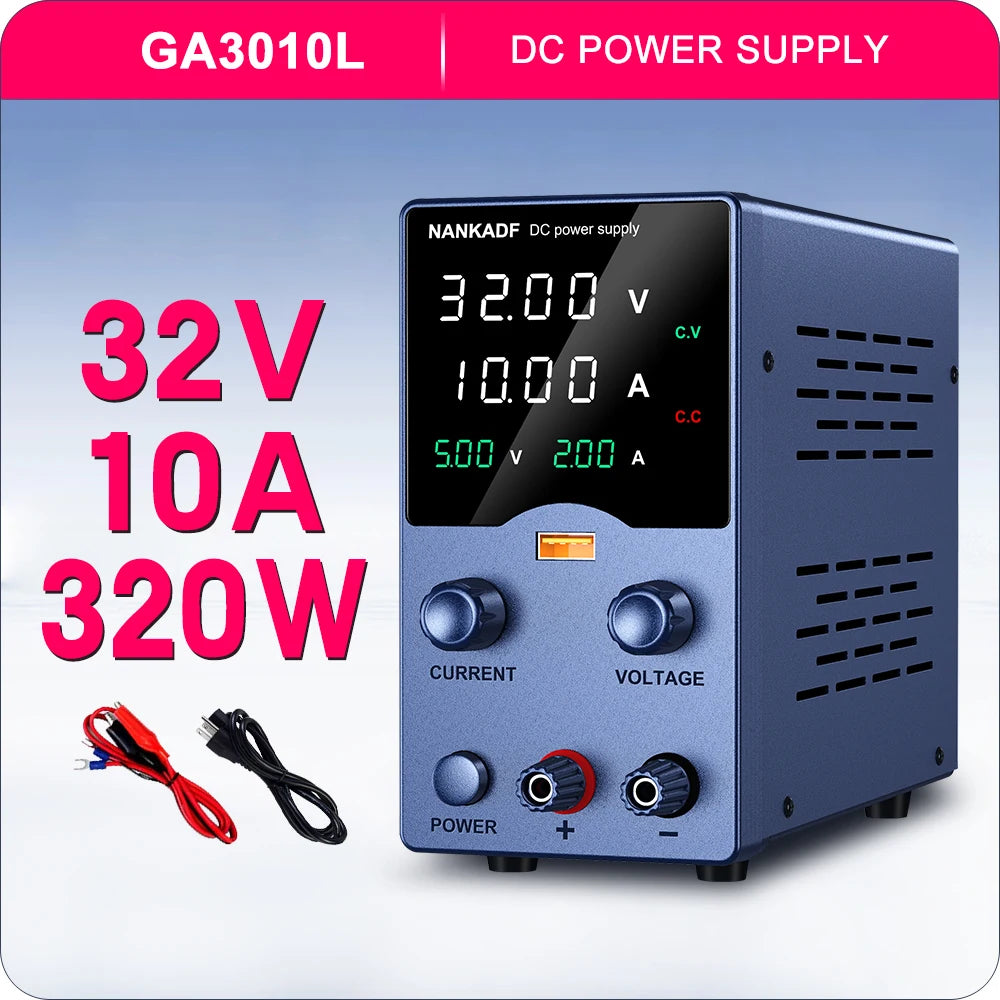 NANKADF Adjustable Switching DC Power Supply 30V 10A Lab Bench Power Supply 60V 5A Output Preset Current USB Fast Charge Display by MVEnergo