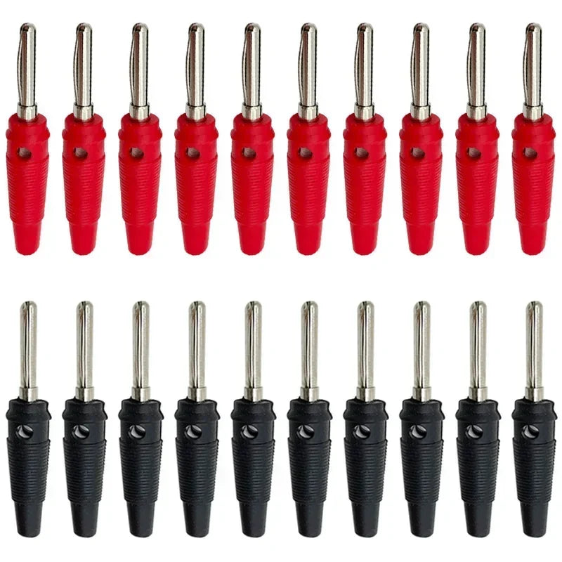 20/100PCS 4mm Banana Plug Connectors Red & Black Stackable High-Current Insulated Plugs with Screw Terminals for Speakers & Lab