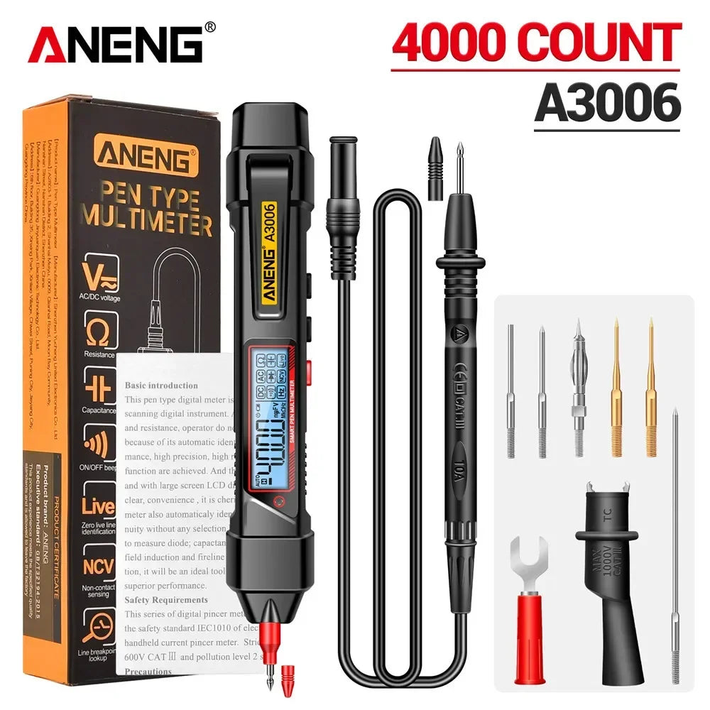 ANENG A3006 Mini Pen Type Multimeter Digital Professional 4000 Counts AC/DC Voltage Ohm Diode Capacitance Hz meter Tool by MVEnergo