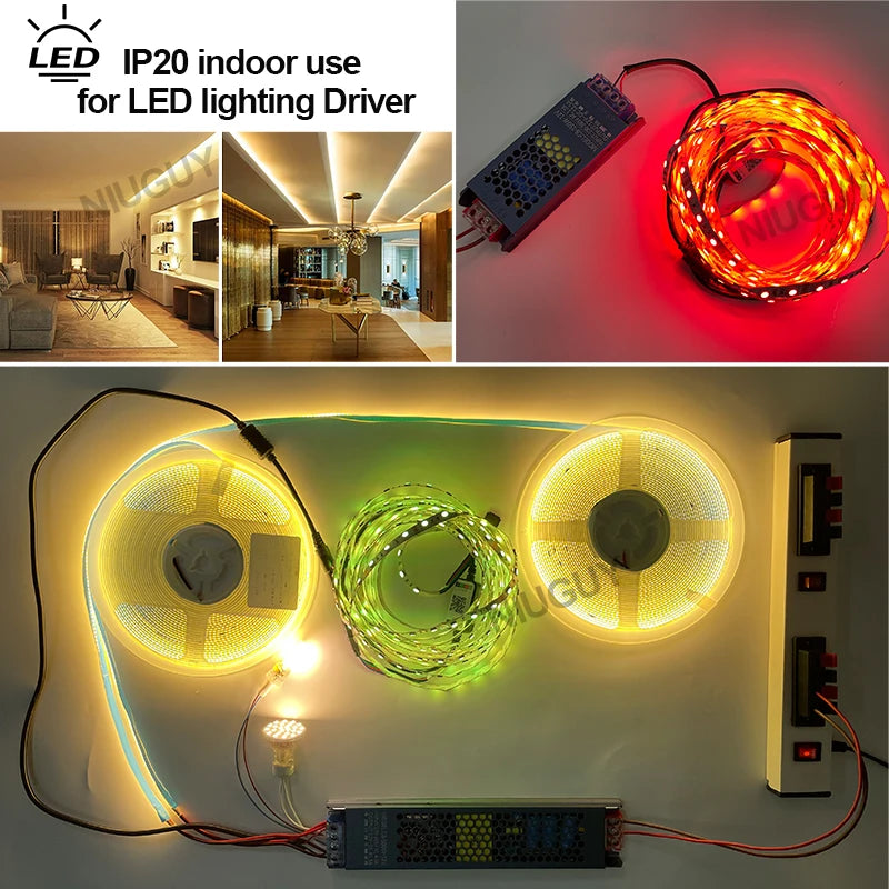 60W 100W 200W 300W 400W 400W 500W DC 12V 24V LED Power Supply AC 100-265V Silent Lighting Transformer Power Adapter LED Lighting