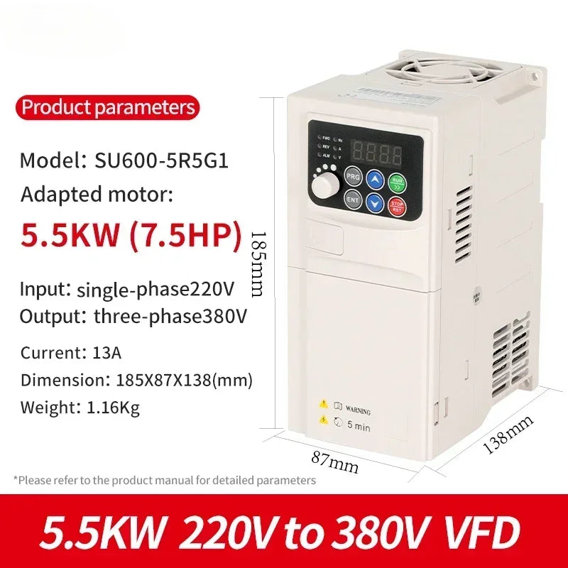 Input 220V to Output 380V VFD Variable Frequency Drive Converter Inverter 0.75/1.5/2.2/3.7/4/5.5 KW Motor Speed Controller by MVEnergo