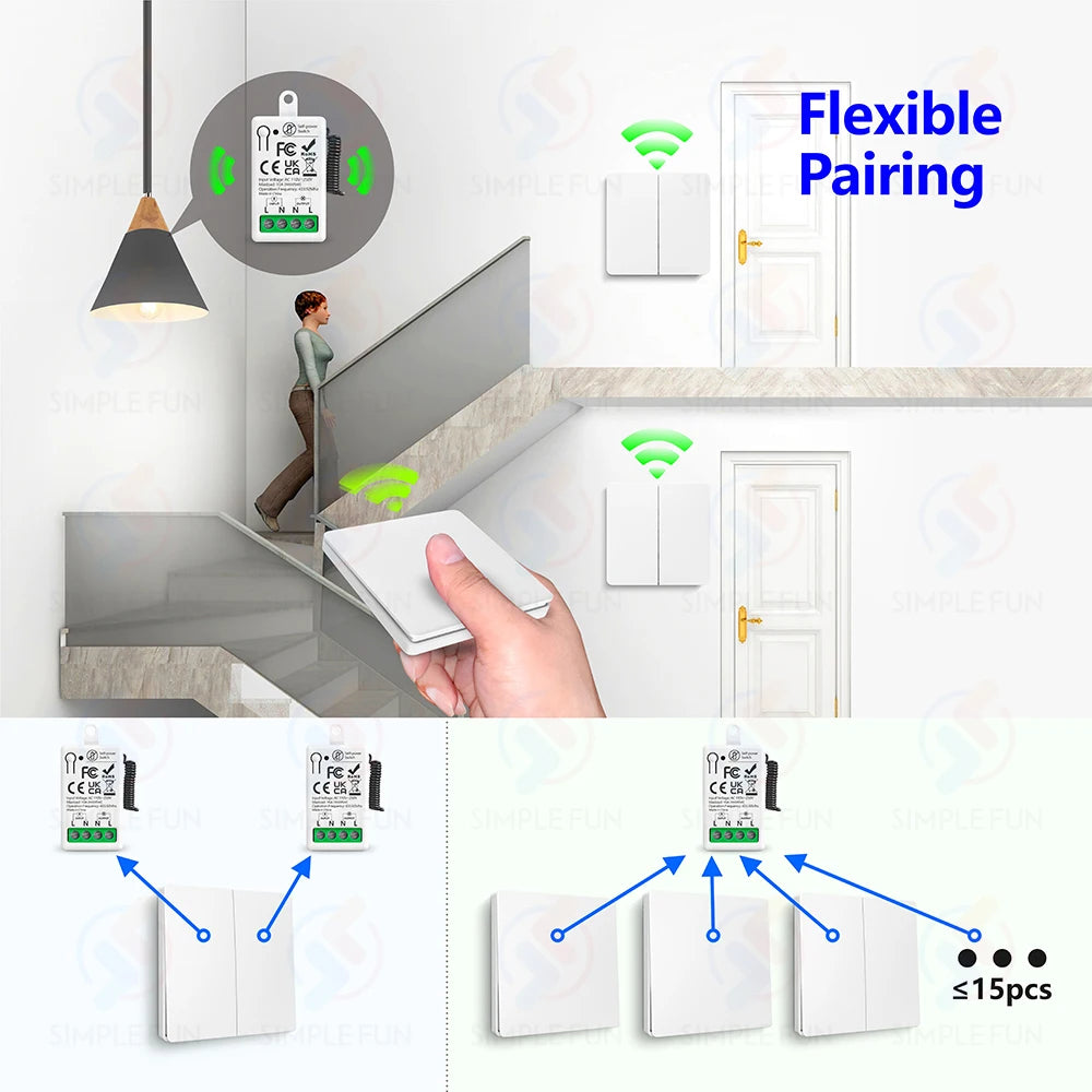 433mhz Wireless Light Switch 110V 220V 230V Self-generating Wireless Switch No Battery Required Self-Powered Waterproof Remote by MVEnergo