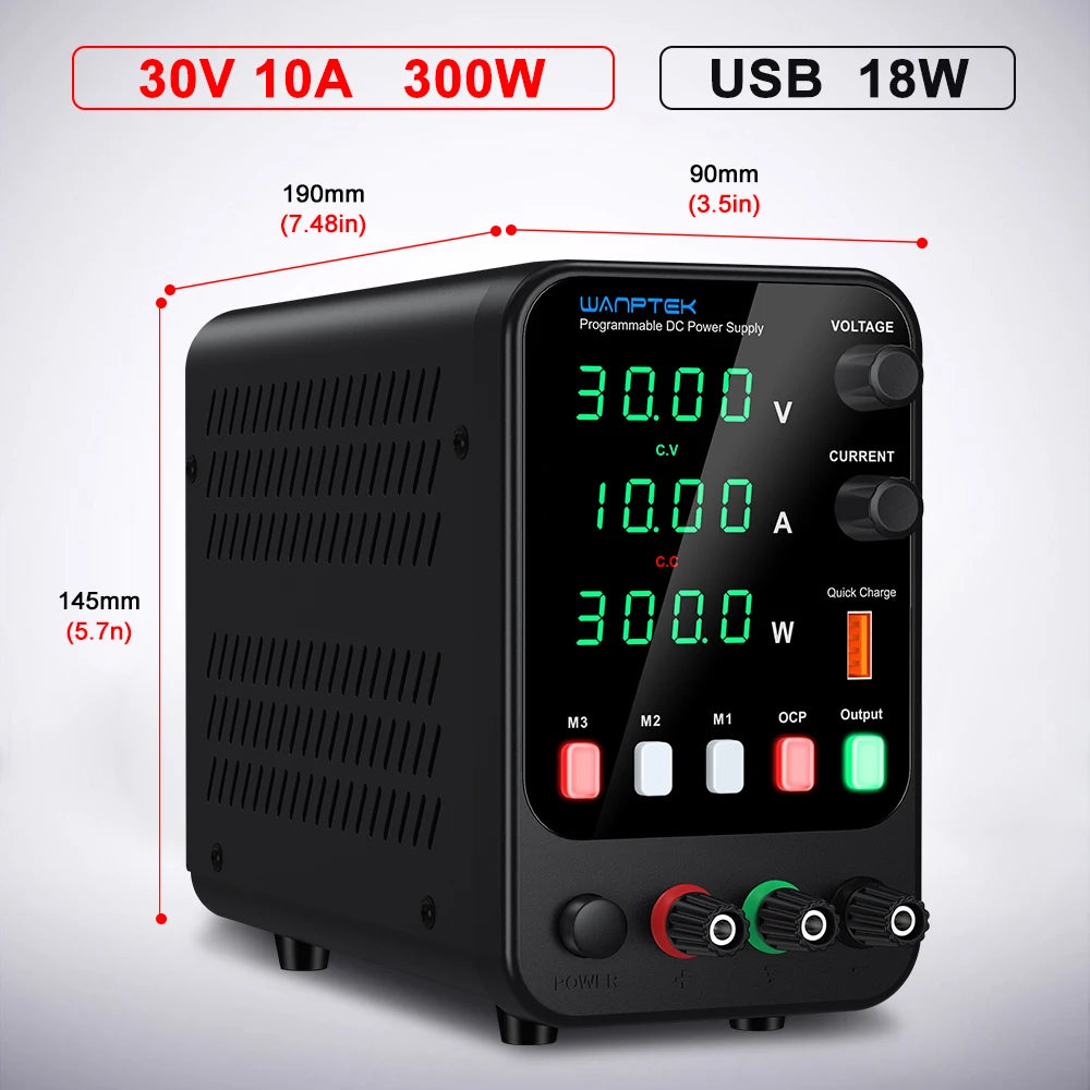 Wanptek Laboratory Power Supply 30V 5A 30V 10A 60V 5A 120V 3A Adjustable with USB fast Charging Regulator DC Power Supply by MVEnergo