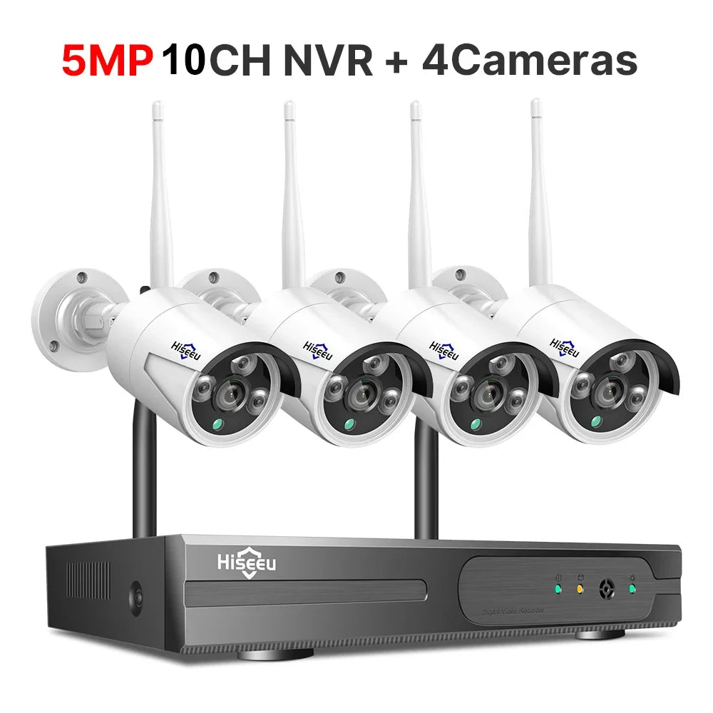 Hiseeu 3/5MP WiFi CCTV Camera Security System IR Night Vision Bullet Camera Set 10CH NVR Wireless CCTV Surveillance System by MVEnergo