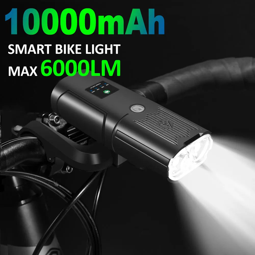 NEWBOLER Smart Bicycle Light Front 10000mAh Bike Light 6000Lumen Waterproof USB Charging MTB Road Cycling Lamp Bike Accessories by MVEnergo