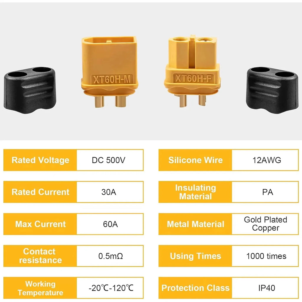 10 Pairs XT60H (XT60 Upgrade) Connectors XT60H Male Female Bullet Connectors Plugs with Sheath for Lithium Battery RC Planes Car