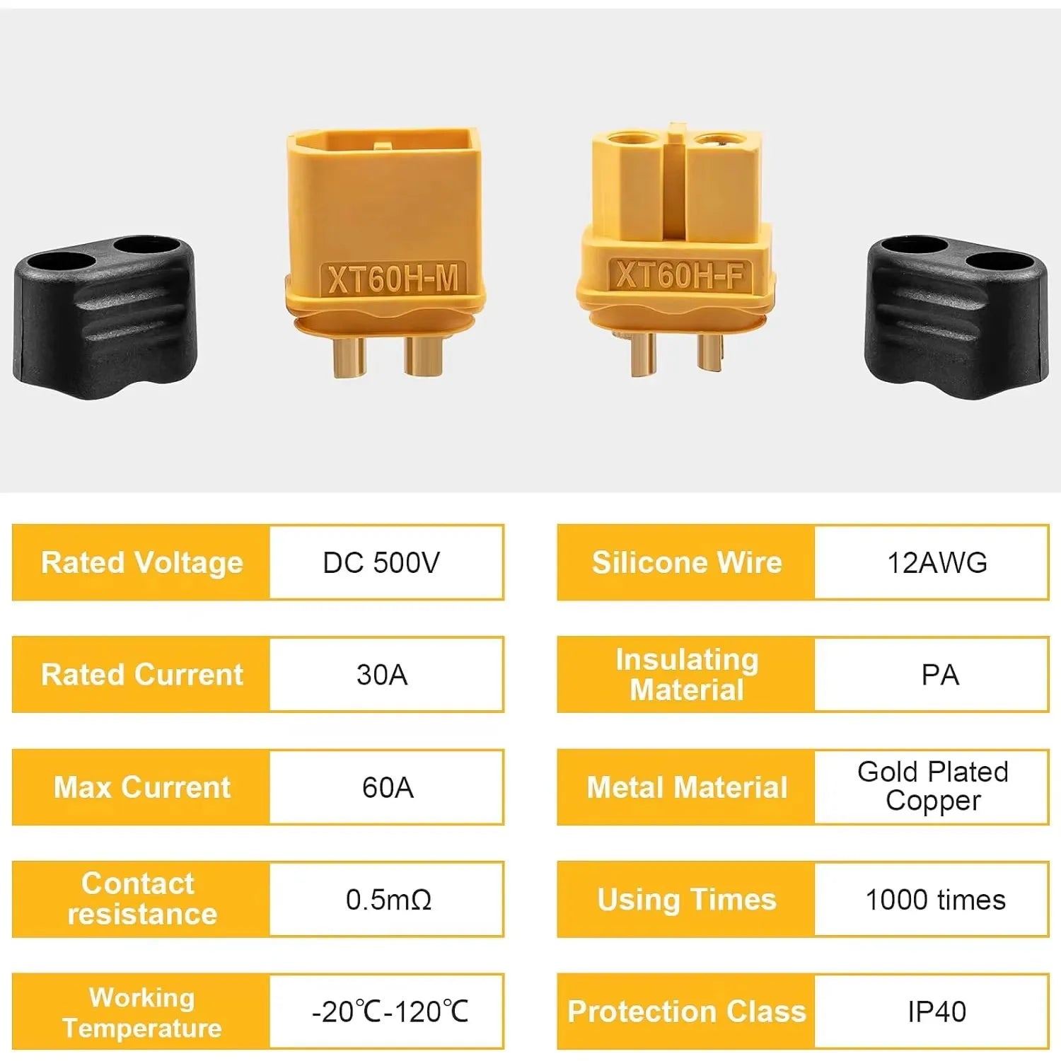 10 Pairs XT60H (XT60 Upgrade) Connectors XT60H Male Female Bullet Connectors Plugs with Sheath for Lithium Battery RC Planes Car