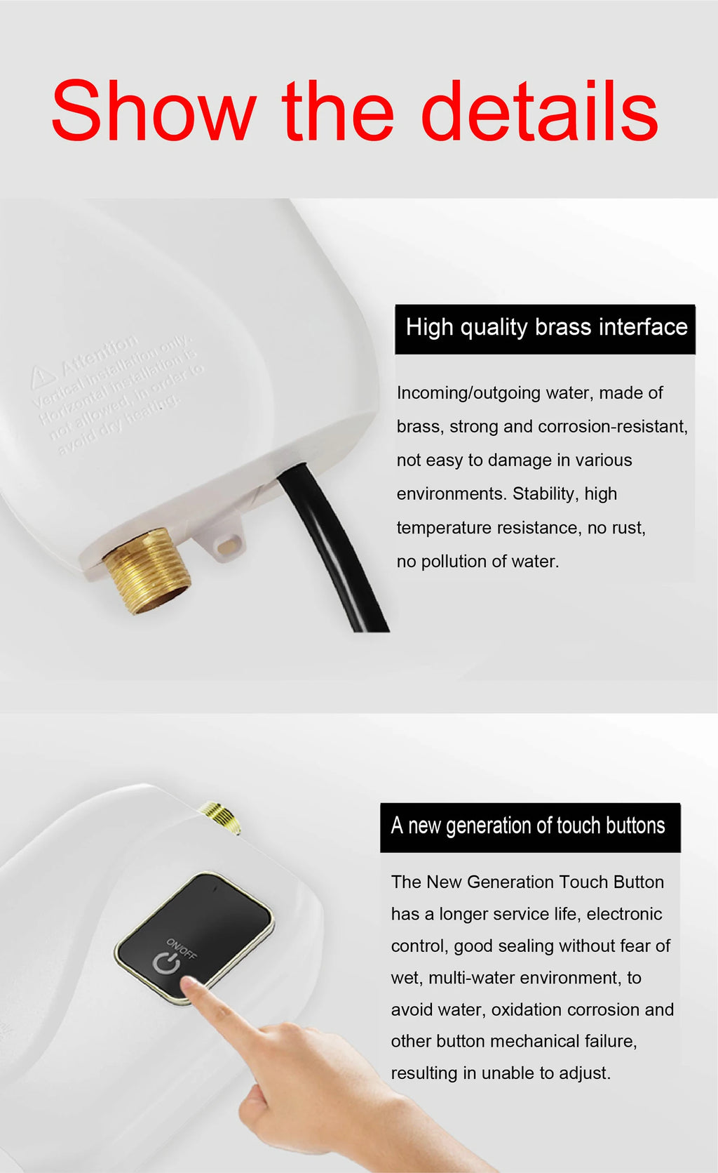 Instant Electric Water Heater 3500W Household Mini Tankless Water Heater with LCD Display for Shower Bathroom Kitchen Use by MVEnergo