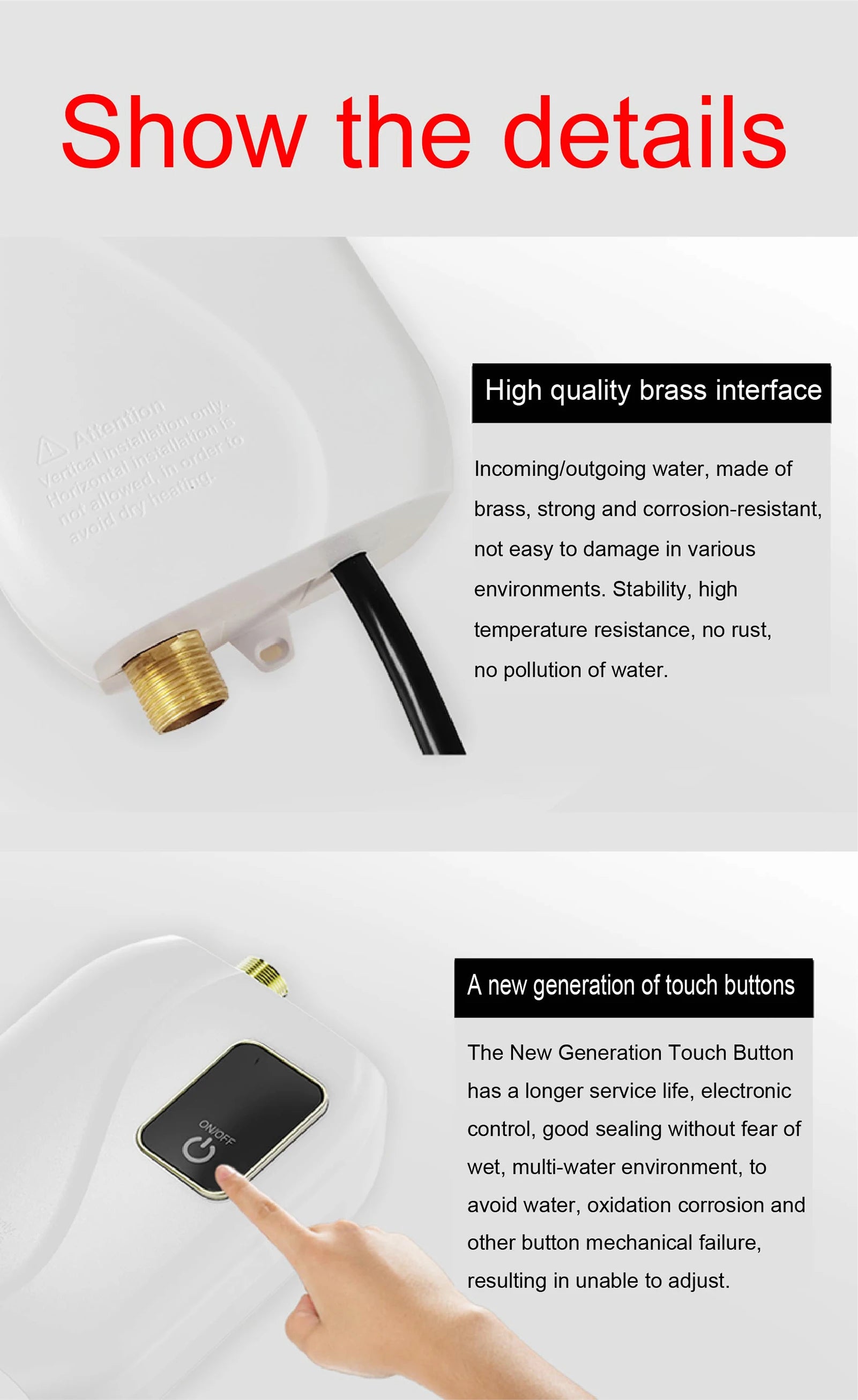 Instant Electric Water Heater 3500W Household Mini Tankless Water Heater with LCD Display for Shower Bathroom Kitchen Use by MVEnergo