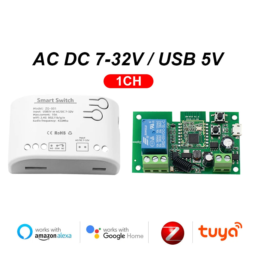 Tuya Zigbee 1 2 4 Gang Switch Relay Module Dc 12v 24v 110v 220v 230v Dry Contact 4CH Din Rail Controller Alexa Gateway Required by MVEnergo
