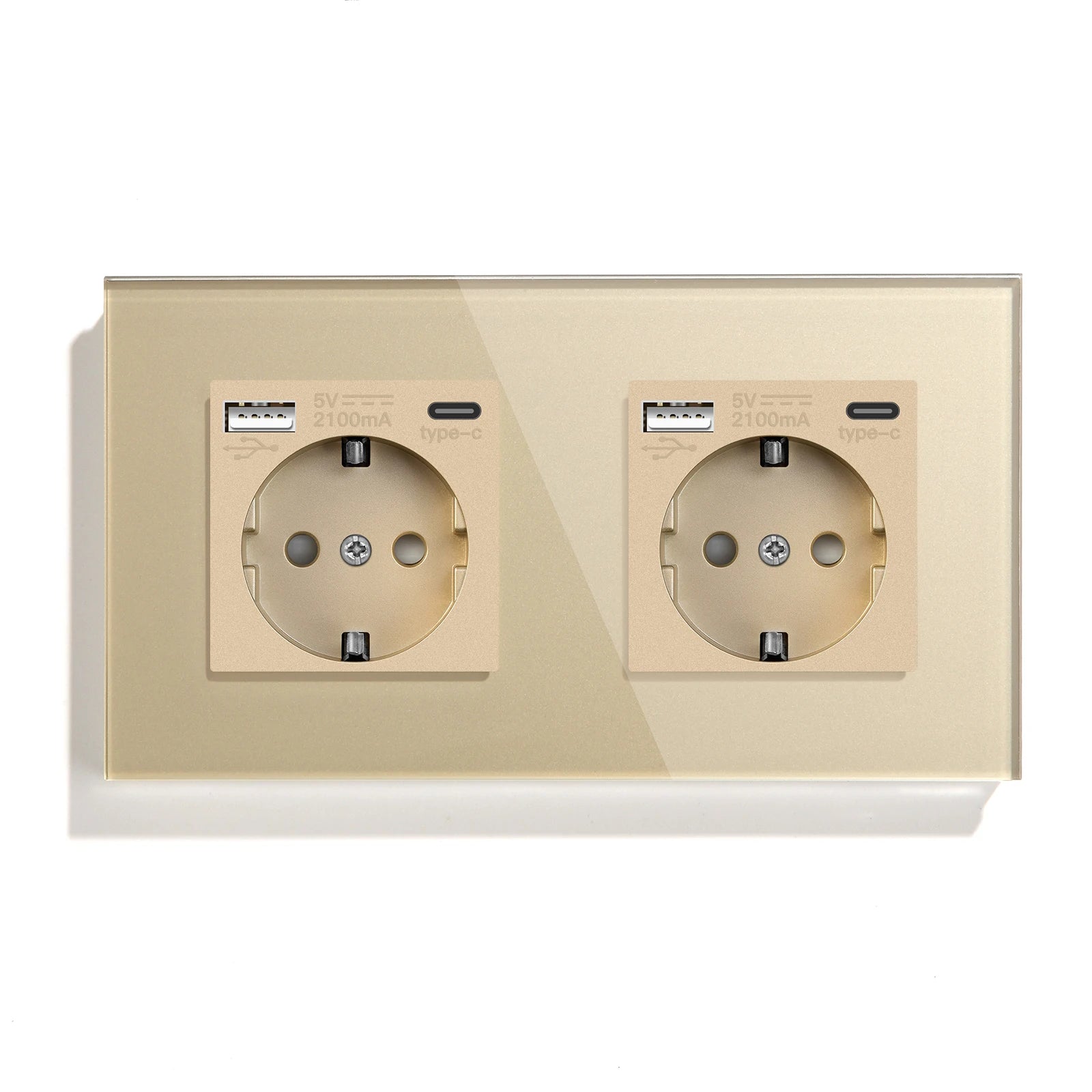 Bseed EU Russia Socket 16A Electric Wall Socket Tempered Glass Crystal Panel 2 Colors Electrical Outlet Home Improvement by MVEnergo