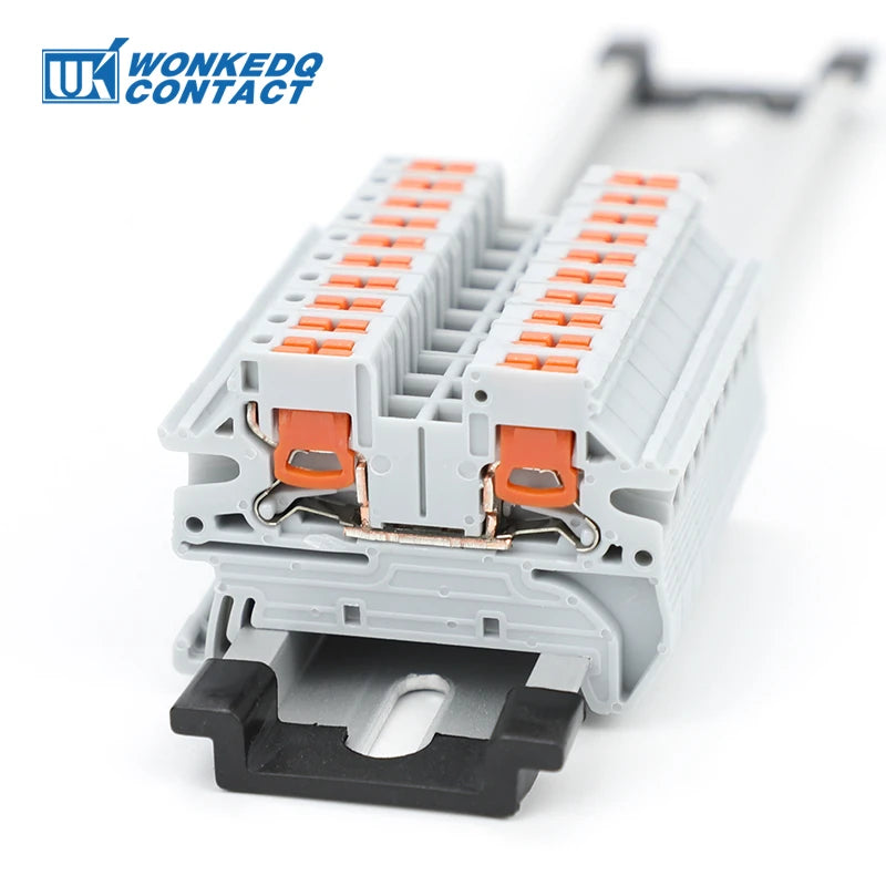 10Pcs PTV 2.5 DIN Rail Terminal Block Side-Entry Push-in Connection 2.5mm² 12 AWG Cable Wiring Electrical Wire Connector PTV2.5