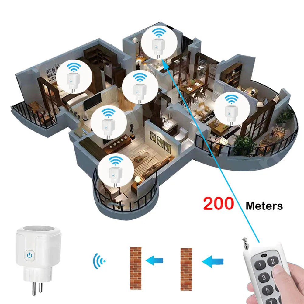 Wireless Remote Control Socket Switch 200Meters Remote Control Electrical Outlets 220V 16A EU Plug for Home Appliance Fan Light by MVEnergo