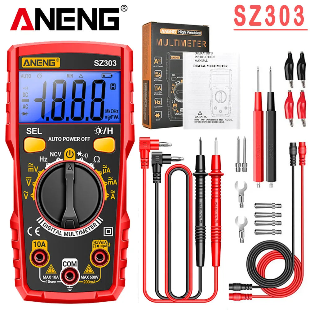 ANENG SZ303 Smart Digital Multimeter 1999 Count Professional AC/DC Voltage Current Electrical Data Retention High Precision Tool by MVEnergo