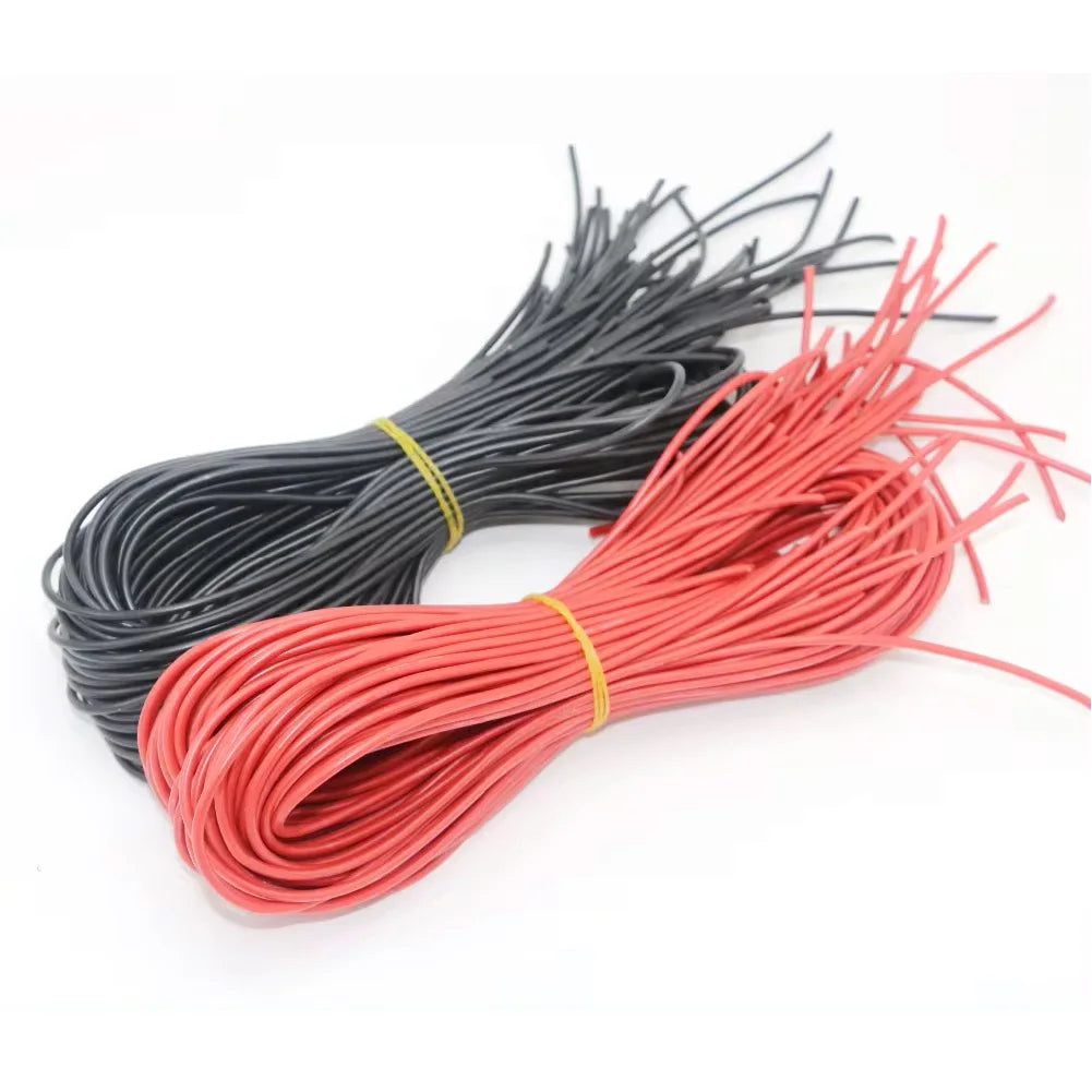 10 meter/lot High Quality wire silicone 10 12 14 16 18 20 22 24 26 28 30AWG 5m red and 5m black color by MVEnergo