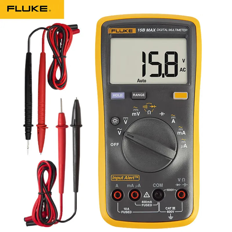 Fluke 15B MAX 17B MAX Series Digital Multimeter Audible/Visual Alarm AC/DC Voltage Current Capacitance Ohm Temperature Tester by MVEnergo